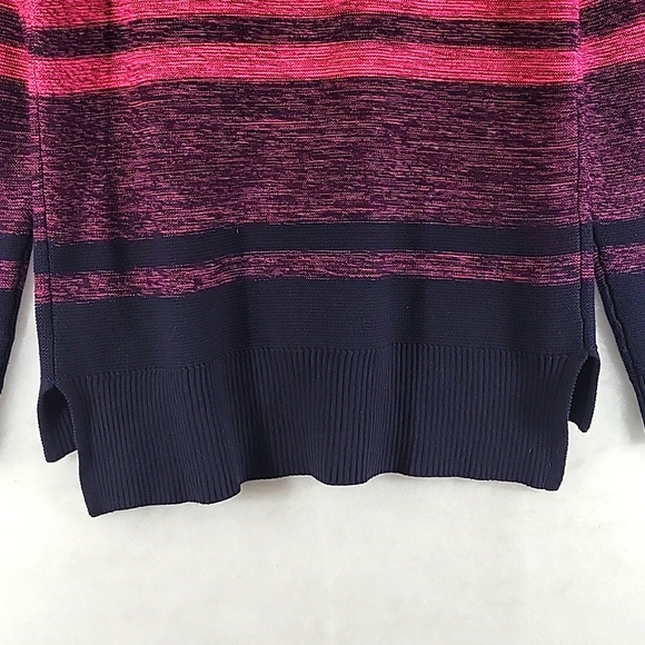 LIZ CLAIBORNE Ombre Hot Pink to Navy Blue Rounded Neckline Long Sleeve Sweater L - Picture 5 of 7